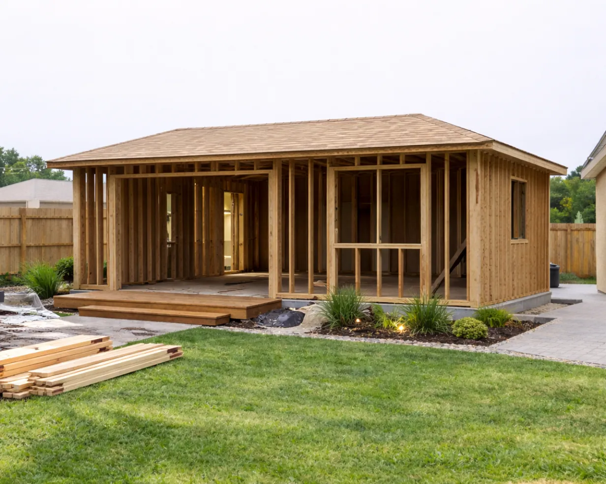 ADU framing and backyard guest house construction phase Los Angeles